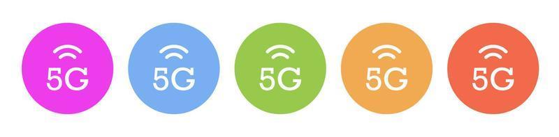 multi farbig Symbol 5g Signal. Taste Banner runden Abzeichen Schnittstelle zum Anwendung Illustration auf Weiß Hintergrund vektor