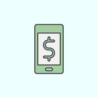 telefon, dollar, pengar Färg vektor ikon, vektor illustration på vit bakgrund