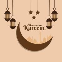 Ramadan Kareem oder Eid Mubarak flacher Hintergrund und Laterne