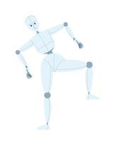 humanoid robot koreografi semi platt Färg vektor karaktär. människolik dansa rörelse. redigerbar full kropp figur på vit. enkel tecknad serie stil fläck illustration för webb grafisk design och animering