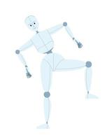 Humanoid Roboter Choreographie halb eben Farbe Vektor Charakter. menschenähnlich tanzen Bewegung. editierbar voll Körper Zahl auf Weiß. einfach Karikatur Stil Stelle Illustration zum Netz Grafik Design und Animation