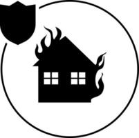 Hem, försäkring, brand ikon illustration isolerat vektor tecken symbol - försäkring ikon vektor svart - vektor på vit bakgrund