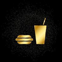Gummi Burger, trinken Gold, Symbol. Vektor Illustration von golden Partikel auf Gold Vektor Hintergrund