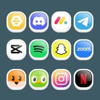 einstellen von Sozial Medien Handy, Mobiltelefon Apps Symbol vektor