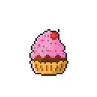 jordgubb kaka i pixel konst stil vektor