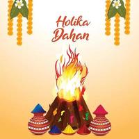 Holika Dehan realistischer Farbschlammtopf mit realistischem Knochenfeuer vektor