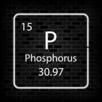 fosfor neon symbol. kemisk element av de periodisk tabell. vektor illustration.