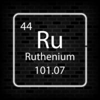 rutenium neon symbol. kemisk element av de periodisk tabell. vektor illustration.