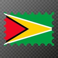 Porto Briefmarke mit Guyana Flagge. Vektor Illustration.