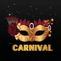 Karneval Party Banner mit glänzender goldener Maske vektor
