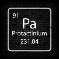 protaktinium neon symbol. kemisk element av de periodisk tabell. vektor illustration.