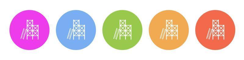 mång färgad platt ikoner på runda bakgrunder. stege, byggnadsställning Flerfärgad cirkel vektor ikon på vit bakgrund