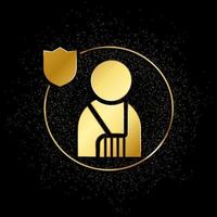 menschlich, Versicherung, Gesundheit Gold Symbol. Vektor Illustration von golden Partikel Hintergrund. Gold Vektor Symbol