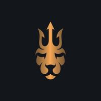 Löwe Gesicht mit Dreizack Luxus kreativ Logo vektor