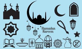 ramadan kareem vektor uppsättning. ramadan ikon vektor uppsättning. islamic ikon.