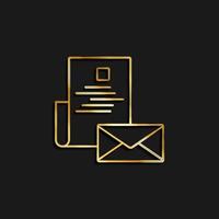Email, Post Gold Symbol. Vektor Illustration von golden Symbol auf dunkel Hintergrund