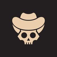 skalle med cowboy hatt modern kreativ logotyp vektor