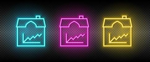 verklig egendom vektor tillväxt, marknadsföra, pris, verklig egendom. illustration neon blå, gul, röd ikon uppsättning