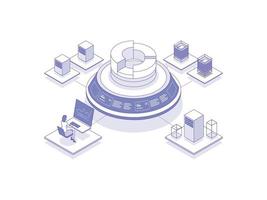 data analys isometrisk illustration linjär Färg. lämplig för mobil app, hemsida, baner, diagram, presentation, och Övrig grafisk tillgångar. vektor