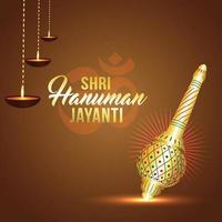 shri hanuman jayanti bakgrund med lord hanuman vapen vektor