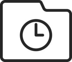 Uhr, Ordner, Geschichte Vektor Symbol. Multimedia minimalistisch Gliederung Vektor Symbol. auf Weiß Hintergrund