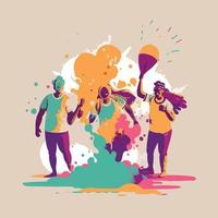 holi festival firande platt vektor illustration