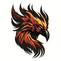 fågel Fenix huvud maskot esport logotyp vektor illustration med isolerat bakgrund