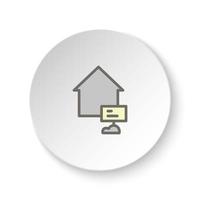 runda knapp för webb ikon, för försäljning, hus. knapp baner runda, bricka gränssnitt för Ansökan illustration på vit bakgrund vektor