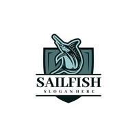 Segelfisch Logo Design. genial Segelfisch Logo. Segelfisch Logotyp. vektor