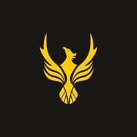 fliegend Adler Logo Design Vorlage. genial ein fliegend Adler mit Gold Farbe Logo. ein fliegend Adler mit Gold Farbe Logotyp. vektor