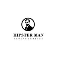 man logotyp design. grymt bra hipster man logotyp. en man med kostym och glasögon logotyp. vektor