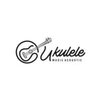 einfach minimalistisch Typografie Ukulele Musik- Logo Design. Vektor Grafik. Ukulele Logo Design.