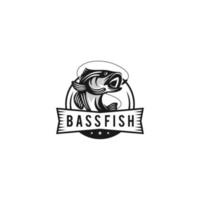 bas fisk logotyp design. grymt bra bas fisk logotyp. bas fisk med cirkel logotyp. vektor