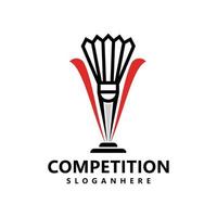 badminton logotyp mall design vektor ikon illustration premie vektor