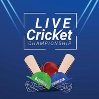 Live-Cricket mit Stadionhintergrund mit Cricket-Ausrüstung vektor