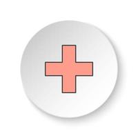 runda knapp för webb ikon, medicinsk, symbol. knapp baner runda, bricka gränssnitt för Ansökan illustration på vit bakgrund vektor