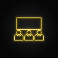 bio, avatarer, användare gul neon ikon .mörk bakgrund. gul neon vektor ikon på mörk bakgrund