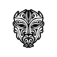 vektor skiss av en polynesisk Gud mask . bandw tatuering stil