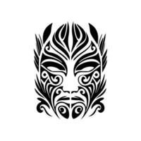 Vektor tätowieren von polynesisch Gott Maske im schwarz und Weiß.