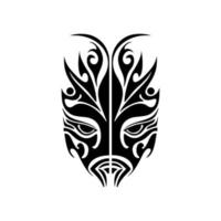 Vektor tätowieren skizzieren von ein polynesisch Gott Maske, schwarz und Weiß.