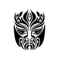 .vektor tatuering av en polynesisk Gud mask i svartvit. vektor