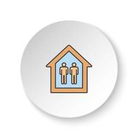 runda knapp för webb ikon, mannens i en hus. knapp baner runda, bricka gränssnitt för Ansökan illustration på vit bakgrund vektor