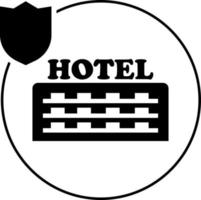 hotell, resa, försäkring ikon illustration isolerat vektor tecken symbol - försäkring ikon vektor svart - vektor på vit bakgrund