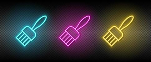 borsta, måla, verktyg vektor ikon gul, rosa, blå neon uppsättning. verktyg vektor ikon på mörk genomskinlighet bakgrund
