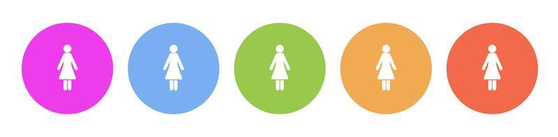 multi farbig eben Symbole auf runden Hintergründe. Frau Mehrfarbig Kreis Vektor Symbol auf Weiß Hintergrund