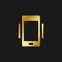 Telefon, vibrieren Gold Symbol. Vektor Illustration von golden Stil Symbol auf dunkel Hintergrund