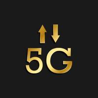 5g, signal, pilar guld ikon. vektor illustration av gyllene stil ikon på mörk bakgrund