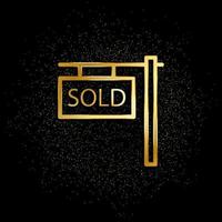 Haus, Eigentum, verkauft Gold Symbol. Vektor Illustration von golden Partikel Hintergrund. echt Nachlass Konzept Vektor Illustration .