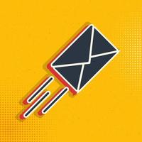 Email Pop Kunst, retro Symbol. Vektor Illustration von Pop Kunst Stil auf retro Hintergrund