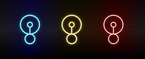 aus Zustand, Schalter Neon- Symbol Satz. einstellen von Rot, Blau, Gelb Neon- Vektor Symbol auf dunkel transparent Hintergrund